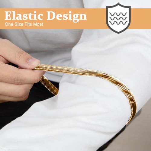 Image of GUSTAVE 1 Pairs Shirt Sleeve Garters, Stretchy Anti-Slip Armbands Sleeve Holder, Fashion Metal Bartenders Arm Garters for Men Women Fixing Long Sleeves