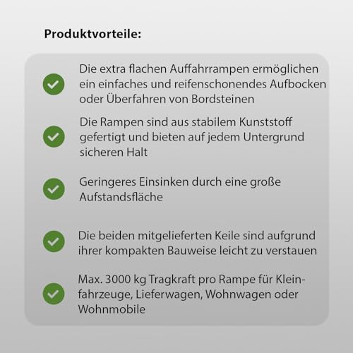 Foto von TRUTZHOLM 2 Stück Kunststoff Auffahrrampen extra flach PKW, Wohnmobil, Wohnwagen 3000kg Rampe