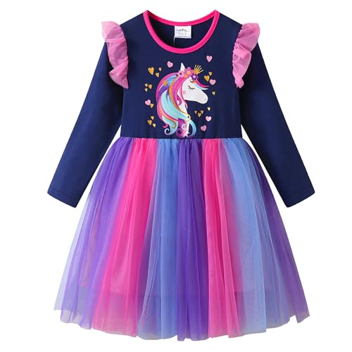 VIKITA Girls' Dresses Winter Long Sleeve Party Birthday Tulle Dresses for 3-12 Years