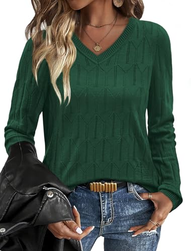 Sweaters for Women Christmas Thanksgiving Outfits Winter Fall Clothes Long Sleeve Shirts Kint Tops Dressy Casual Bloues Fashion Clothing Green M
