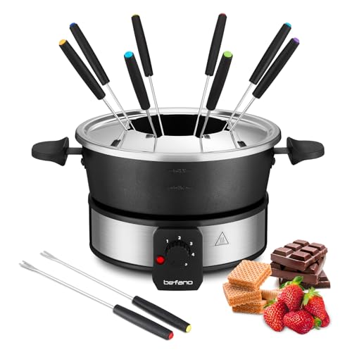 Electric Fondue Pot 2 Quart Stainless Steel Chocolate & Cheese Fondue Set