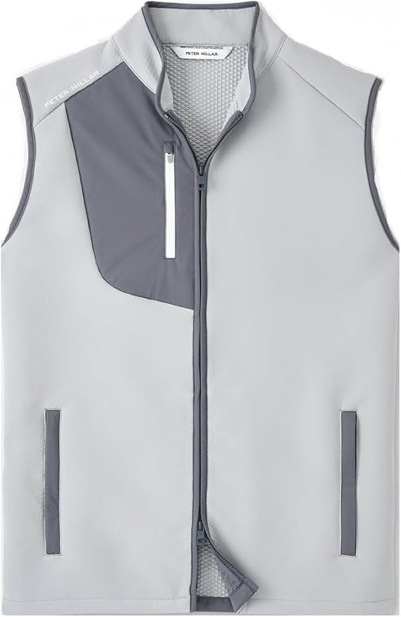 PETER MILLAR Men's Crown Sport Squall Block Vest In Gale Grey, Size Extra Large