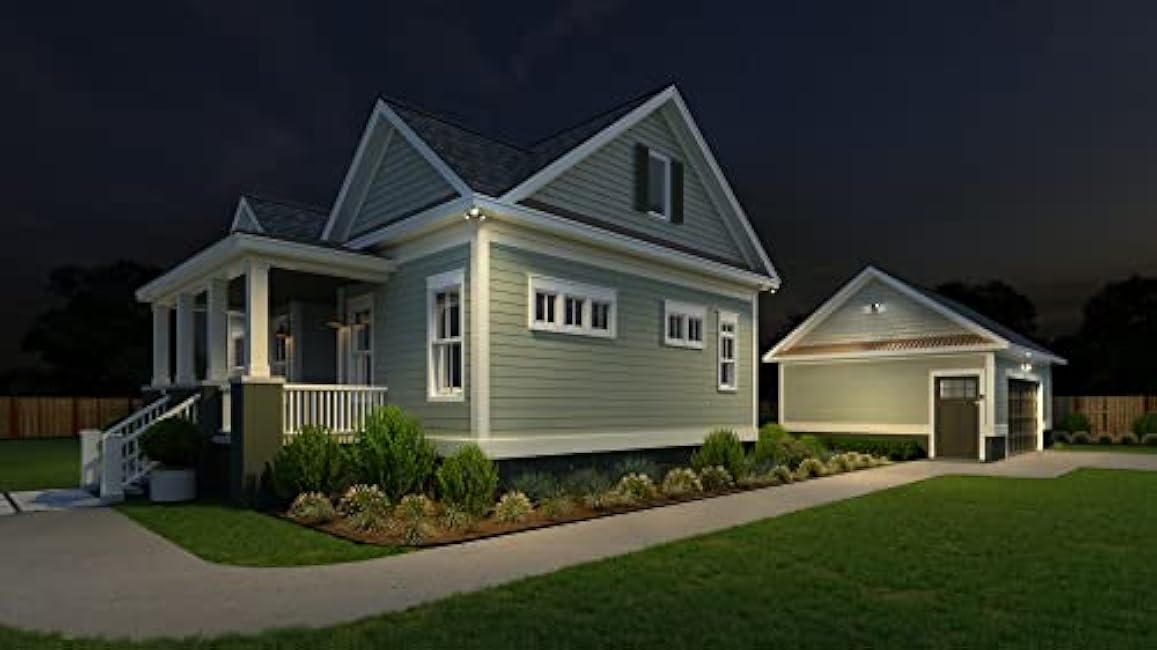 Lithonia Lighting HGX LED 2SH ALO SWW2 120 PE WH M2 HomeGuard LED Outdoor Security Floodlight, Adjustable Light Output, Switchable CCT, Photocell, 2-Lights, White