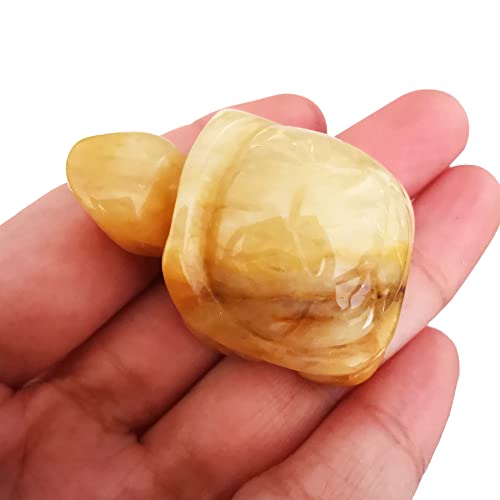 Lovionus89 Hand Carved Stone Crystal Turtle, 40mm Small Turtle Animal Figure Bag Statue Sculpture, Yellow Jade - Image 3