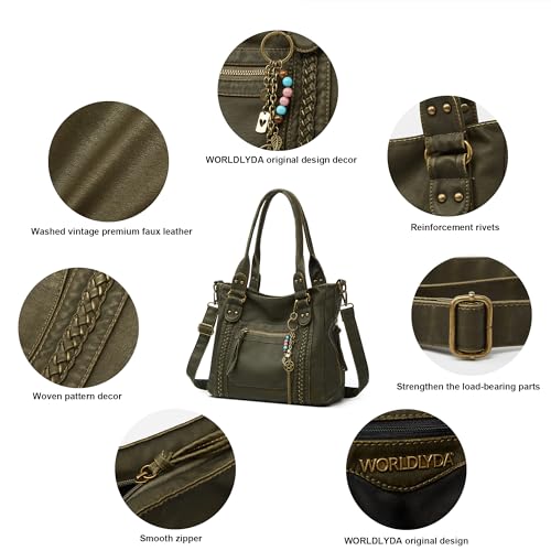 Image of Worldlyda Crossbody Bags for Women Large Tote Soft Leather Purses Washed Y2K Hobo Vintage Handbag Shoulder City Bag