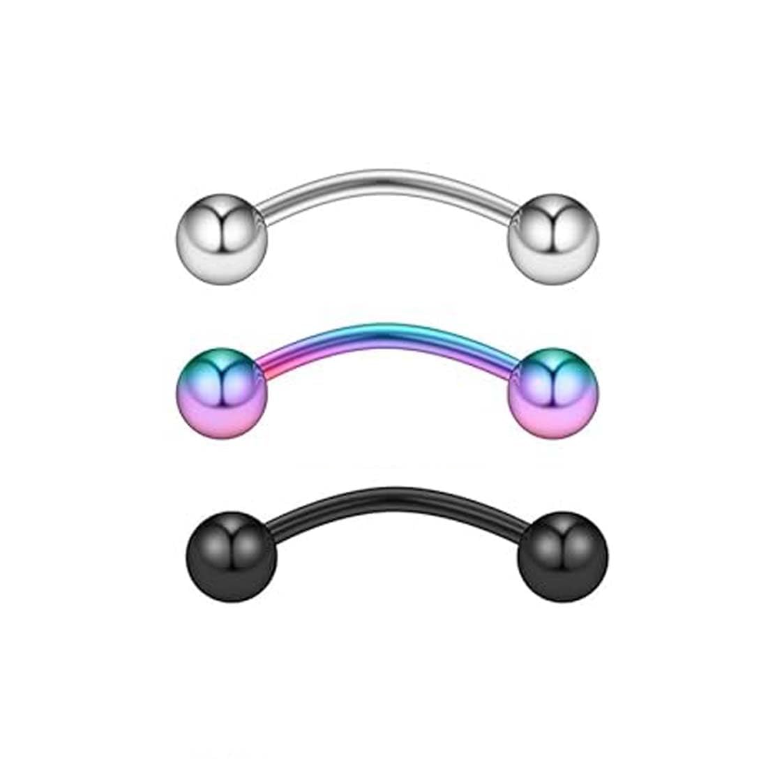 Sorellaz Metal Helix Eyebrow Tragus Lip Navel Ball Ring: Pack of 3 (SOR/HETL-a) (B0CSKP85MD) Amazon Price History, Amazon Price Tracker