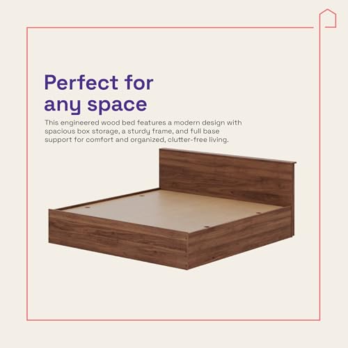 Image of Wakefit Bed | 1 Yr Warranty | King Size Bed, Comes with Storage Box, Noise-Free, Density: 680-750 kg /m, Termite & Borer Resistant, Fits Mattresses Up to 8 Inches (Taurus 72 x 72 - Columbia Walnut)