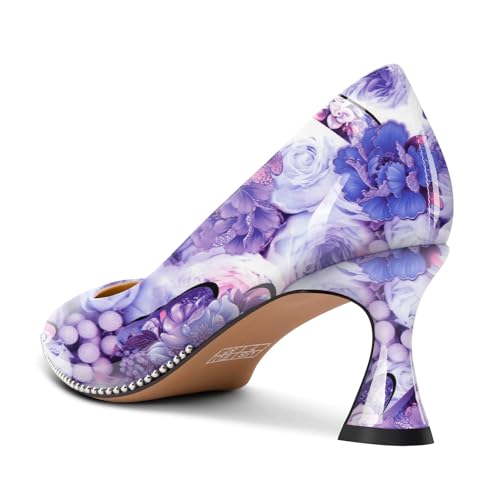 Image of TNYNFBEB Womens Mid Kitten Heel Pointed Toe Pumps Slip-on Silver Beaded Prom Party Dress Patent Leather 2.6 Inches Heels