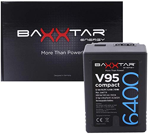 Baxxtar PRO V-Mount Akku - V95 compact II - LG Cells Inside (echte 6400mAh / 95Wh) - Abmessung L/B/H: 7,5 x 5,0 x 10,5 cm - Image 5