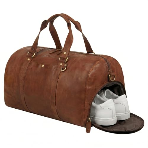 Bolsa vintage STILORD Ventura de piel auténtica 40L perfecta para escapadas de fin de semana