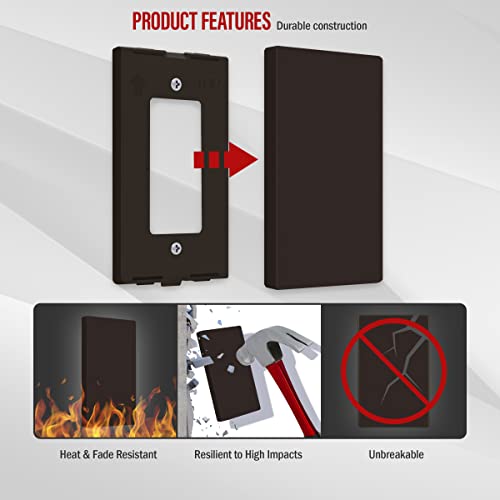 ENERLITES Screwless Blank Wall Plate, Child Safe Blank Device Outlet Cover, Standard Size, 1-Gang 4.68" x 2.93", Polycarbonate Thermoplastic, UL Listed, SI8801-BR, Glossy, Brown by ENERLITES - Image 5