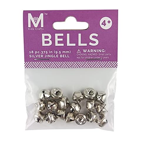 Affordable 18-PC Silver Jingle Bells 0.375" 9.5mm Holiday, Home Décor & Craft Projects, Decor Wreaths or Pet Collar & Hear The Jingling Chimes, Napkin Rings, Jewelry, Gift Wrap Bells for Crafts. Cover