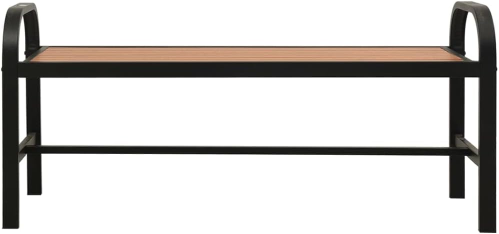 Patio Bench,Outdoor Bench,Garden Bench,Porch Chair,Park Bench,Lounge Bench,Comfortable Bench,Dining Bench,for Porch,Courtyard,Garden,Park,Backyard,Street,49" Steel and WPC Brown and Black