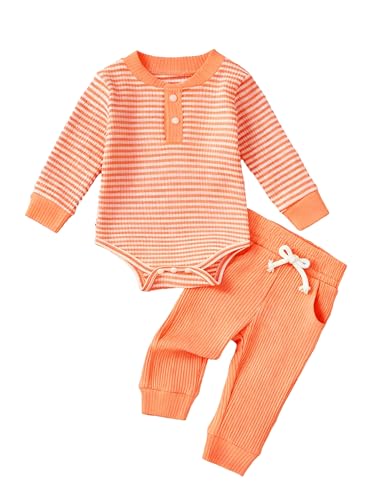 Hihosdor Baby Boy Clothes Ribbed Knit Fall Winter Romper and Pants Outfits