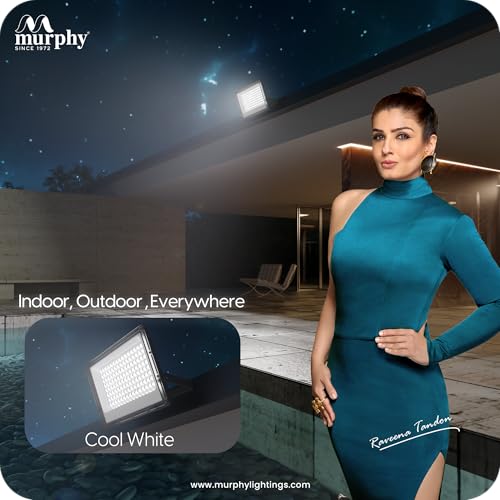 Image of Murphy Stellar 50W LED Flood Light with Day-Night Sensor & Driver, Cool White 6500K, IP66 Waterproof, Outdoor Security & Landscape Lighting, BIS Approved, 2-Year Warranty - Pack of 4