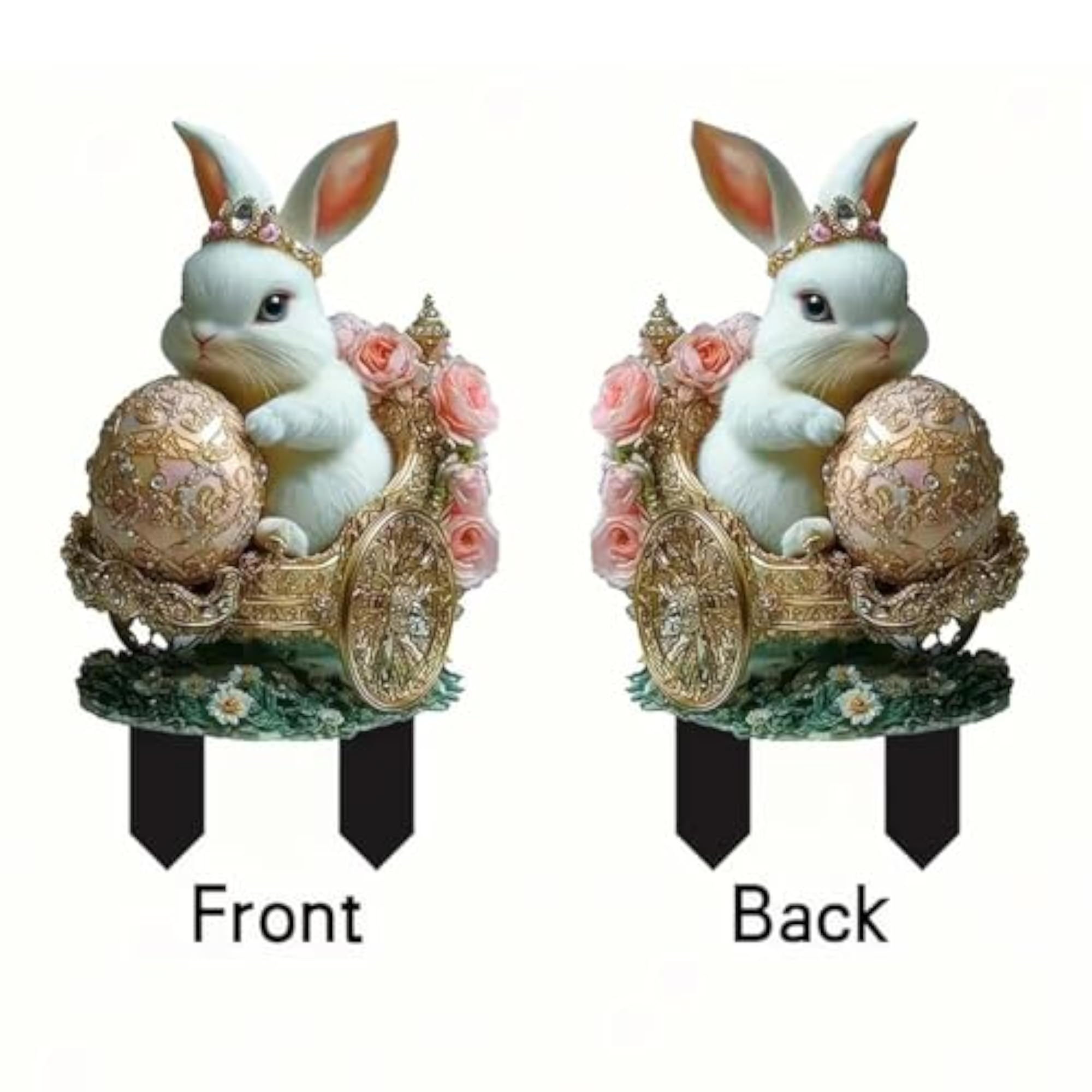 Easter Yard Sign Bunny Garden Stake for Flower Pots