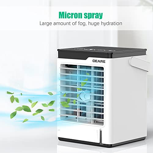 Climatiseur Mobile, USB Ventilateur Refroidisseur D'air Mini Refroidisseur 4 en 1 Climatiseur Portable 3 Vitesses de Vent et 7 Couleurs de LED, Humidificateur, Ventilateur pour Maison/Bureau - Image 7