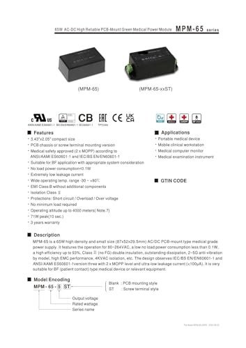 Module d'alimentation AC-DC 65 W MPM-65-15ST pour stabiliser la tension PCB - 3