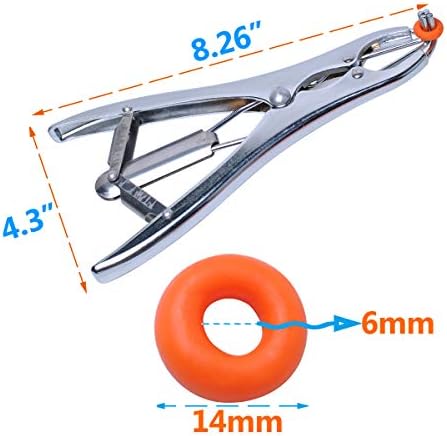 Wadoy Castration Bander & 100Pcs Castrator Rings, Balloon Expander Tool Pliers