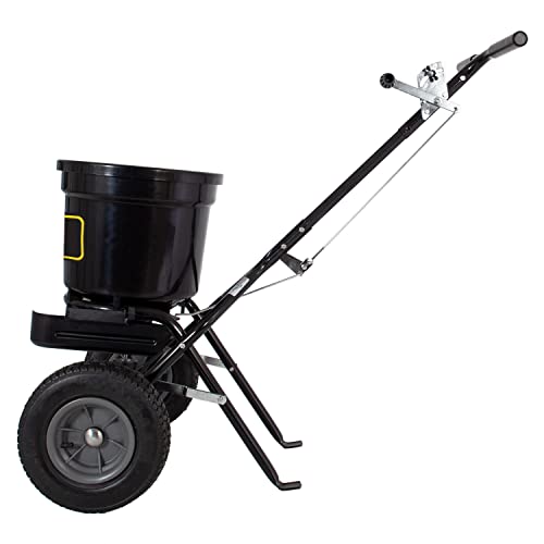 Brinly P20-500BHDF-A Push Spreader with Side Deflector Kit and Hopper Grate, 50 lb. Capacity, Matte Black - Thumbnail 2