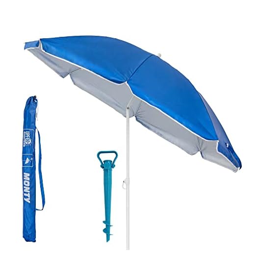 LOLAhome sombrilla de Playa Azul de Acero (180 cm, Con soporte)