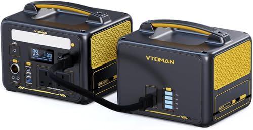 VTOMAN Jump 600X Portable Power Station with Extra Battery - 600W/939Wh Durable LiFePO4 Battery Power Station with 600W Constant-Power, Regulated 12V DC, PD 60W USB-C for Camping,Travel,Home Backup