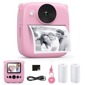 CalineGam Kids Camera Instant Print, 48MP & 2.0" Instant Camera for Kids with 32GB Card & Photo Paper, Christmas Birthday Gifts for Age 3-12 Girls Boys (Pink)