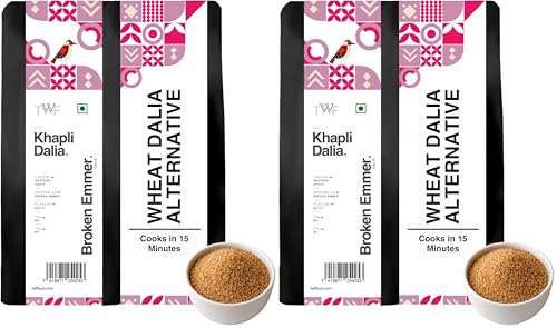 Image of TWF Khapli Wheat Dalia | 1 Kg | Stone-Ground Emmer Wheat | Cooks Fast | Broken Emmer Daliya | Diabetic Friendly | 100% Natural (Pack of 2)