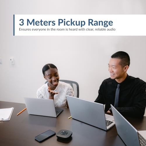 Cyber Acoustics Conference Speakerphone (SP-2000) - USB and Bluetooth, Advanced DSP with 360 Degree Noise Cancelling Microphone with 3m Range, 66 Ft BT Wireless Range