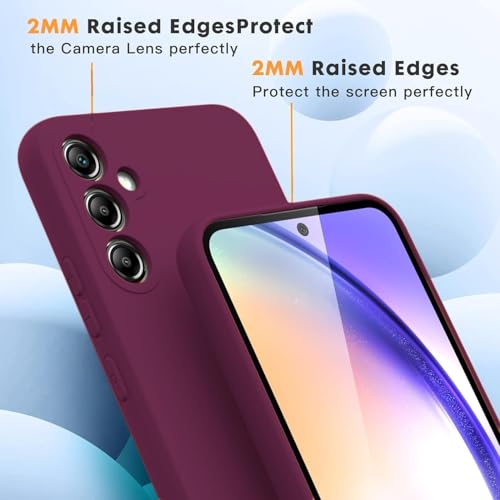Image of DIZORO Microfiber Candy Case Compatible for Samsung A55 Smooth Touch Cushion Liquid Soft Silicone Gel Rubber Phone Cases Non-Slip Full Body Protective Back Cover (Wine)