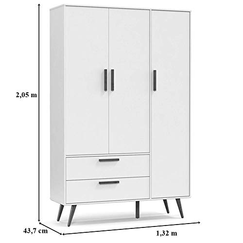 Roupeiro 03 Ptas Retrô Matic Branco Eco Wood 70506 Quarto Bebe