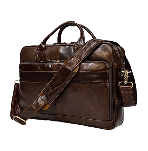 Porte-documents vintage homme en cuir marron huilé pour le bureau et les voyages