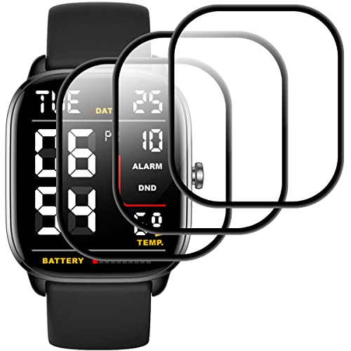 FayTun Cristal Templado para Amazfit GTS 4 mini, [3 Piezas] Protector de Pantalla para Amazfit GTS 4 mini, Vidrio Templado, 3D Cobertura Completa, Sin Burbujas, Anti-Rasguños