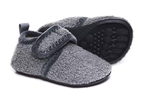 ZooYung Toddler Baby Lightweight House Slippers Shoes Winter Warm Fleece Anti Slip Rubber Sole for Kids Boys and Girls(ZY-TS2206D.Gray23)