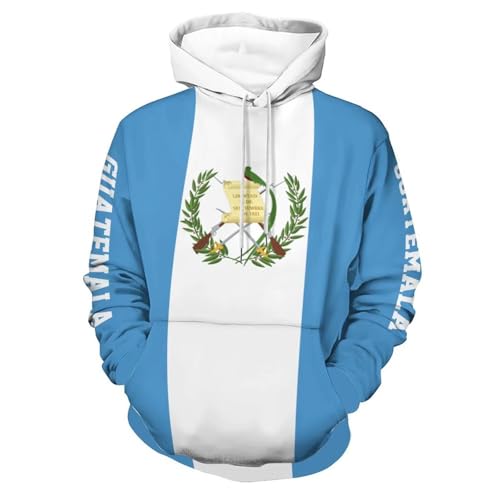 Sweat à capuche drapeau guatémaltèque 3D style Harajuku bleu et blanc pour homme et femme