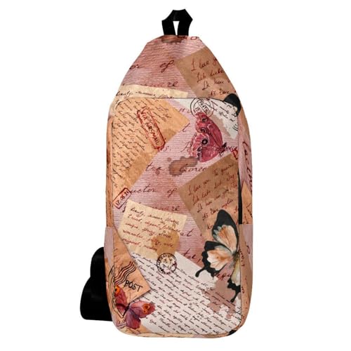 Sac à dos vintage avec papillon multicolore - Sac à bandoulière randonnée