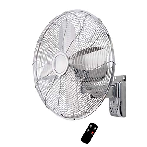 SaryEdge Ventilador eléctrico de Pared de Metal Retro de Estilo Europeo, 16 Pulgadas, Control Remoto oscilante para hogar/Restaurante, 50 W, Plate(Control Remoto Plateado de 16 Pulgadas