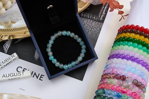 【2 Pack】 More Than 1300PCS Round Glass Beads for Jewelry Making,48 Colors 8mm Crystal Beads for Bracelets Jewelry Making and DIY Crafts, 2 Box Round Beads Suitable for Beginners. (Solid+Printing)