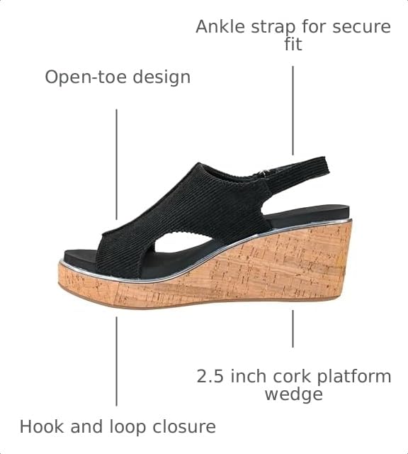 Image of Corkys Footwear Womens Carley Wedges, Featuring Corkys EVA Foam Cushioned Insoles, A 2.5 Inch Heel, Lightweight For All Day Wear, And Hook And Loop Closure