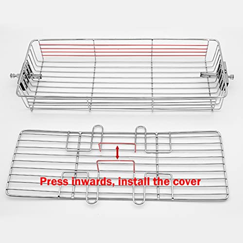 Baoblaze Stainless Steel Rotary Grill Basket, BBQ Roaster Spit Rotisserie Ovenware Skewers Rotary Oven Baking Cage, Fish Shrimp Meat Rack - Large for 30-40L Oven