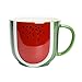 el & groove Taza 3D de sandía en Rojo-Verde Hecha de Porcelana, Taza de café/té de 450 ml, Idea de Regalo para Vegetarianos Vegetarianos.