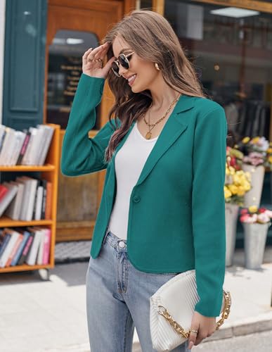 Image of GRACE KARIN Women Sweater Blazer Casual Work Croppped Cardigan Lightweight Button Front Short Knit Blazer Jacket S-XXL