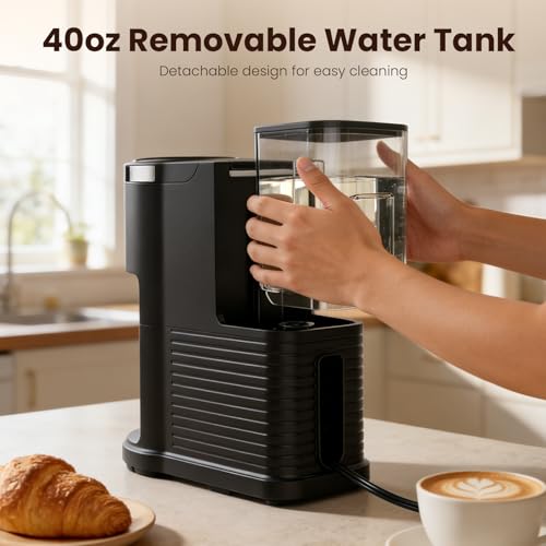 Image of Kismile Single Serve Coffee Maker, 2 in 1 Drop Coffee Machine Compatible with K Cup & Ground Coffee, 5 Brew Sizes 6-14 Oz, 40oz Removable Water Tank,Self-Cleaning Function, Black