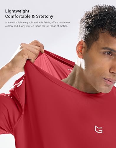 Image of G Gradual Men's Sun Protection Swim Shirt UPF 50+ Rash Guard Short Sleeve Quick Dry Water Hiking Workout Shirts for Men