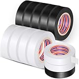 Innconee 12 Pcs White and Black Electric Tape 66 Feet x 0.7 Inch PVC Adhesive Insulation Tape Color Guard Tape High Temperature Resistance Waterproof Electrical Glue Tape