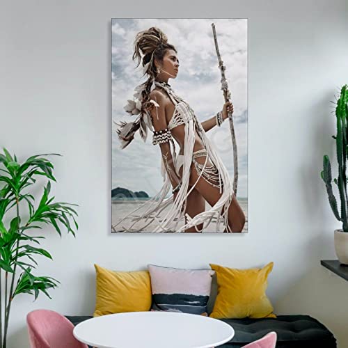 Bludug American Indian Girl Wall Decor Posters Native American Poster Indian Girl Poster Canvas Painting Posters And Prints Wall Art Pictures For Living Room Bedroom Decor 20X30Inch(50X75Cm) #TOP5