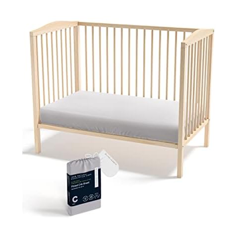 Olive + Crate Crib Sheets Luxury Eucalyptus Tencel, Naturally Organic Pure Ultra Soft and Breathable, Boys and Girls, Baby and Toddler, Deep Pockets, Grey Mist (52 x 28) Cover