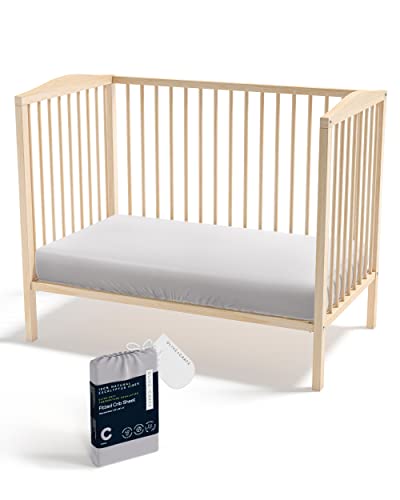 Olive + Crate Crib Sheets Luxury Eucalyptus Tencel, Naturally Organic Pure Ultra Soft and Breathable, Boys and Girls, Baby and Toddler, Deep Pockets, Grey Mist (52 x 28)