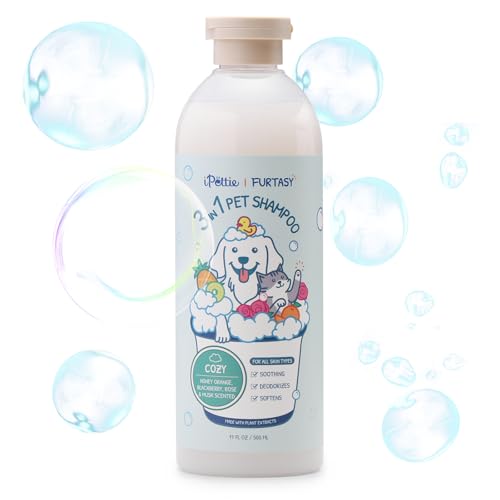 iPettie Furtasy Pet Shampoo for Smelly Dogs, 3-in-1 Wash with Aloe & Herbal Extracts, Soothing,...