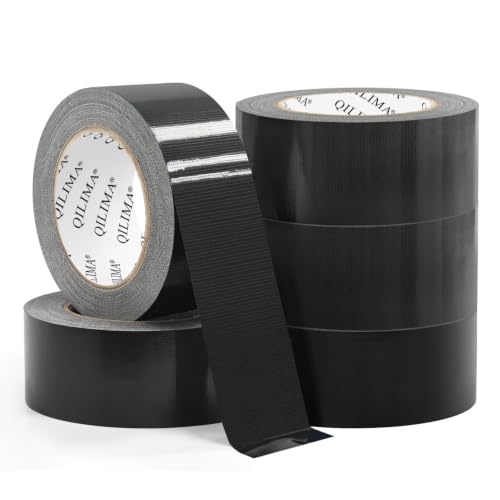 Image of QILIMA Heavy Duty Duct Tape, Professional Grade Duct Tape for Photographers, Industrial, Professional Use, 2 Inch X 30 Yards, 5 Rolls Black